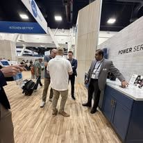 Team at a trade show and training event